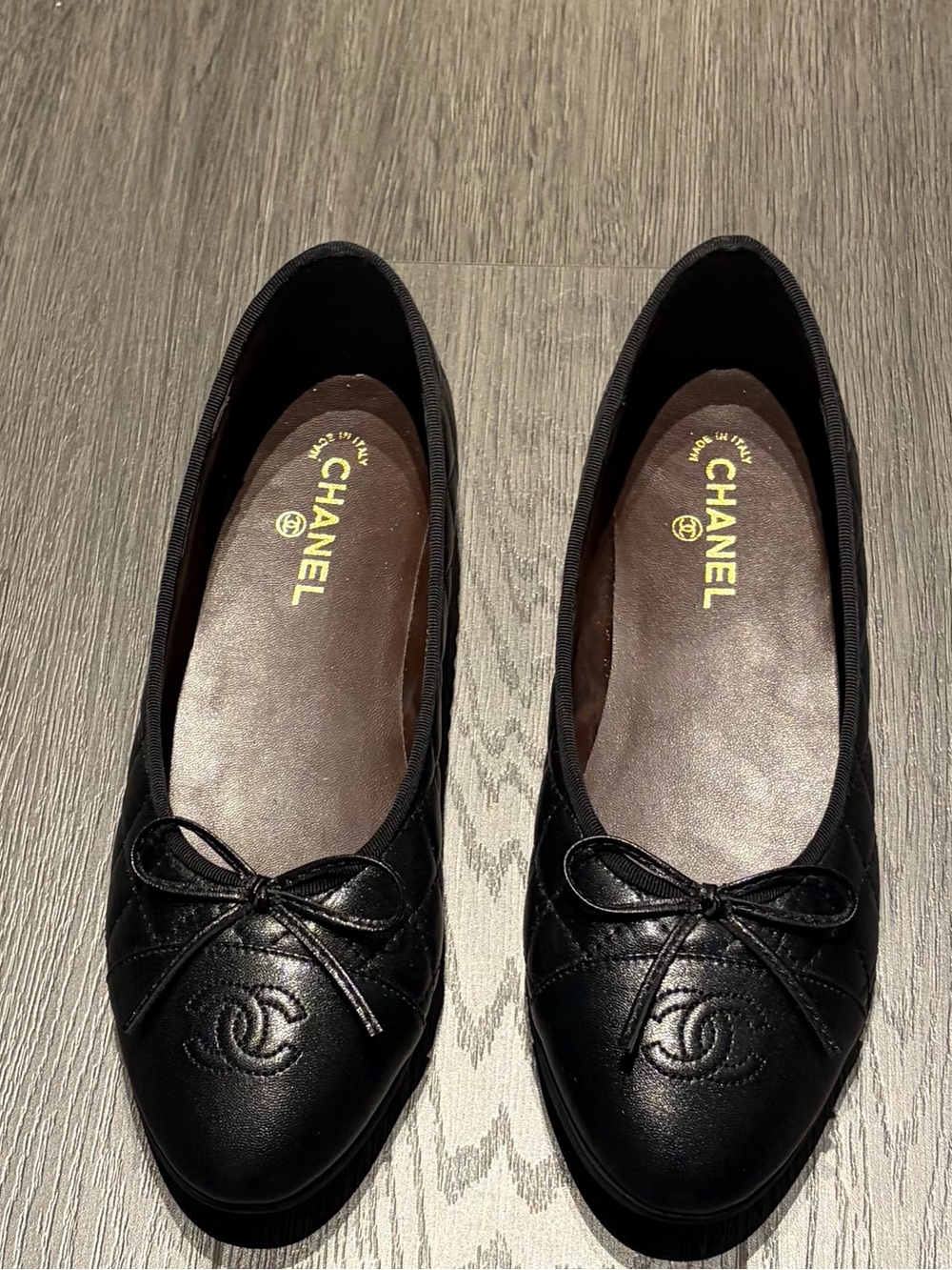 Black Quilted Round-Toe Ballet Flats